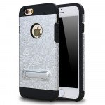 Wholesale iPhone 7 Pixel Armor Hybrid Kickstand Case (Silver)